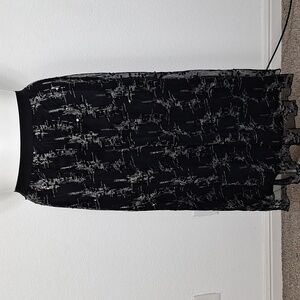Cato NEW Black Mesh Sequin Metallic Fairy Witchy Pleated Midi Skirt Size 18/20W
